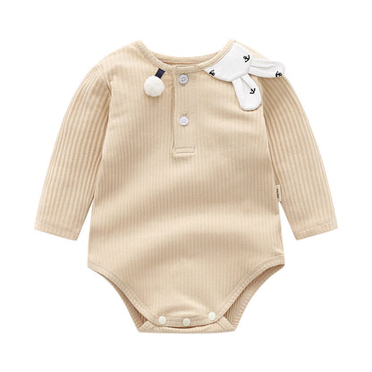 Spring Cotton Baby Jumpsuit with Bunny Shoulder Patch