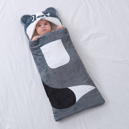 Autumn & Winter Coral Fleece Cartoon Swaddling Newborn Quilted Baby Blanket
