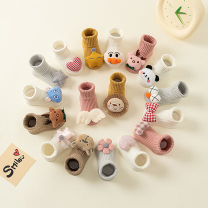 Comfortable Newborn Baby Room Socks with Double Needle Design for Non-Slip, Roomy Fit