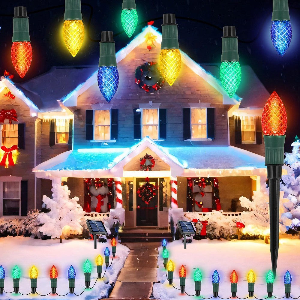 Christmas Solar C9 Strawberry Lights – 20PCS Outdoor Floor Plug LED String Lights for Holiday & Garden Decoration