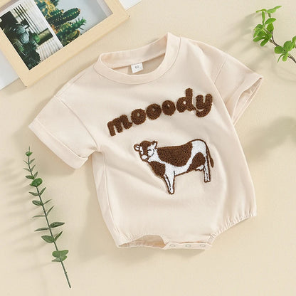 Adorable Children's Cow Element Embroidered Romper | Cute Infant Outfit