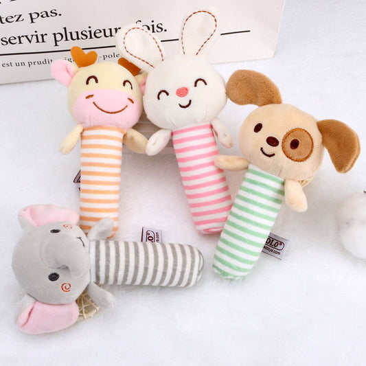 Adorable Baby Stick Animal Hand-Held Rattle Comfort Toy - Soothing and Fun