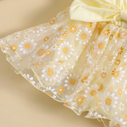 Chic Mesh Flounced Sleeve Floral Dress for Girls - Perfect for Summer