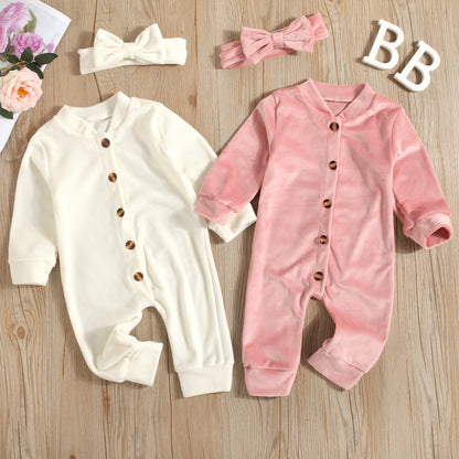 Cozy Baby Plush Infant Romper - Boneless Design for Spring and Autumn