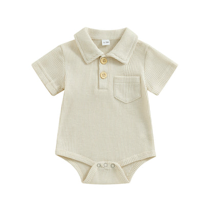Stylish Baby Collared Waffle Jumpsuit - Fashionable Infant Casual Wear