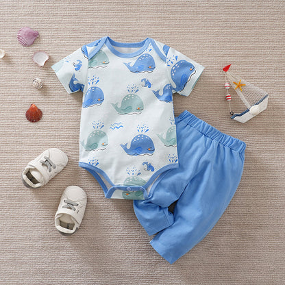 Adorable One-Year-Old Baby and Infant Overalls Clothes: Children's Spring Two-Piece Suit