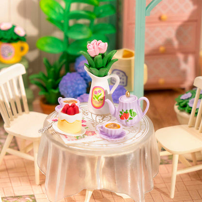 Miniature House Kit – DIY Dollhouse Model Craft Set for Kids & Adults | Blooming Tea Garden Creative Birthday Gift