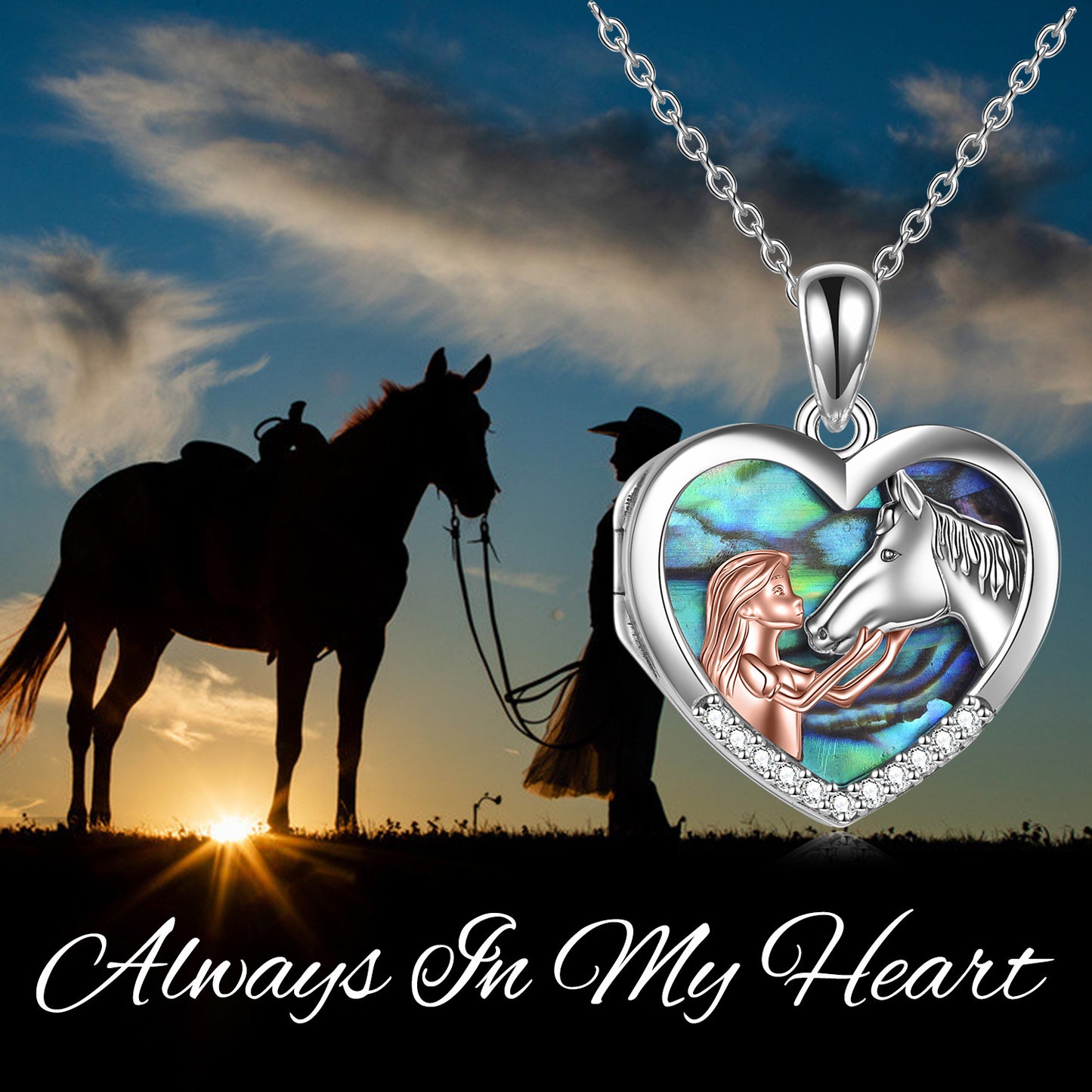 Horse Heart Pendant Necklace for Women – Elegant Jewelry Gift for Horse Lovers, Perfect for Birthday, Anniversary & Daily Wear