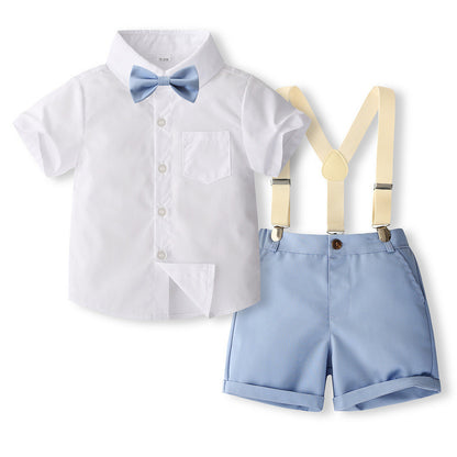 Charmingly Dapper: British Style Short Sleeve Children's Suit for the Young Gentleman!