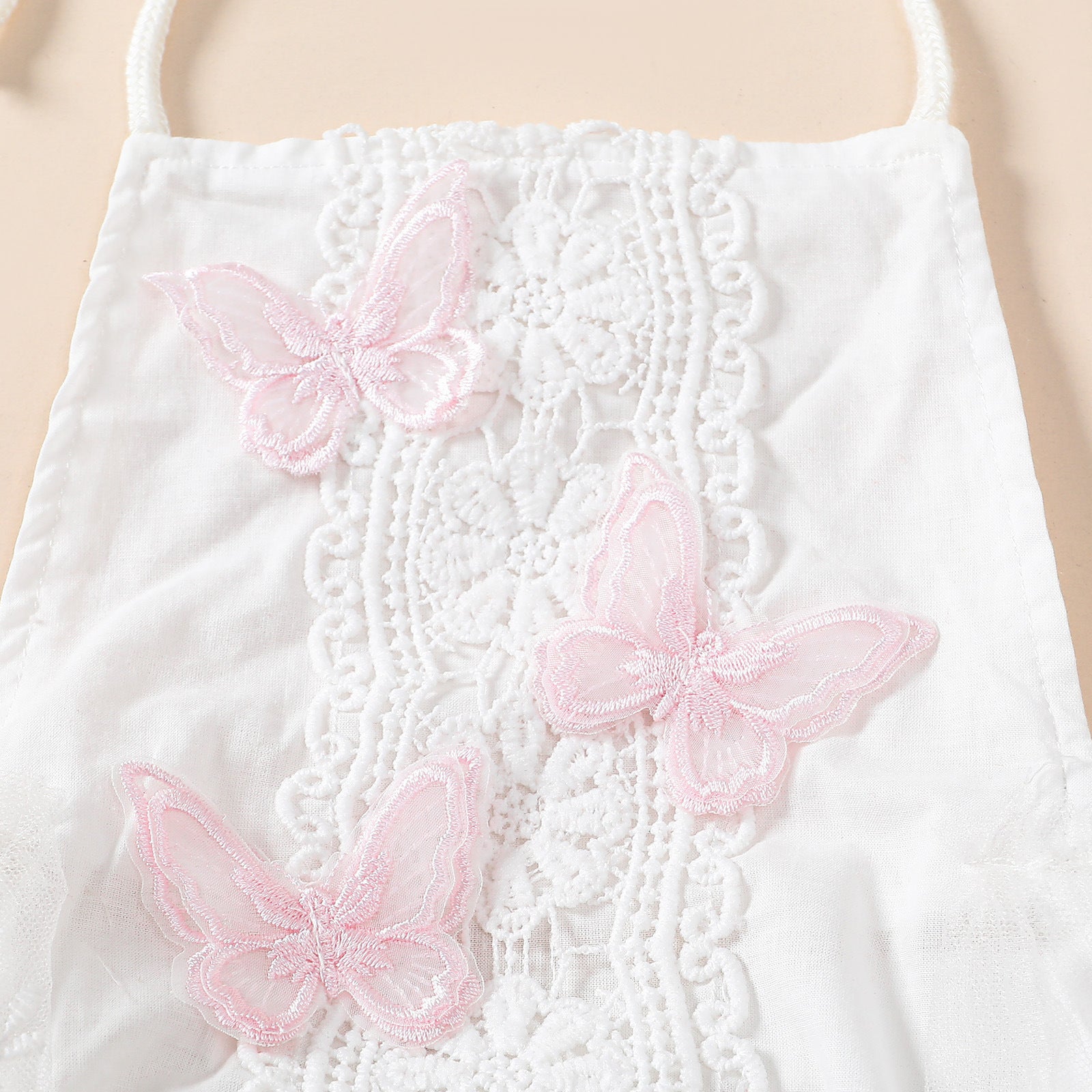 Enchanting Elegance: Girls' Butterfly Lace Spaghetti Strap Princess Dress with Headband
