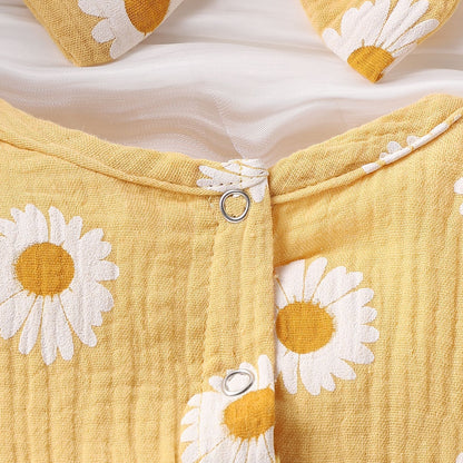 Summer Baby Girl Floral Puff Sleeve Romper Set with Headband | Adorable Prints