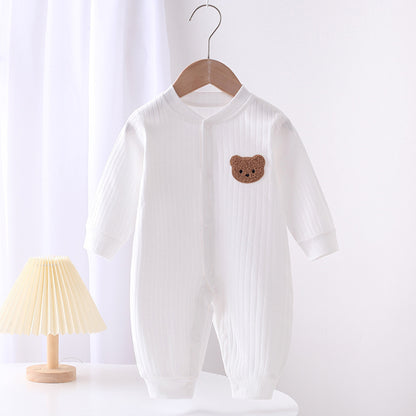 Adorable Infant Cartoon Printed Long Sleeve Jumpsuit for Spring and Autumn