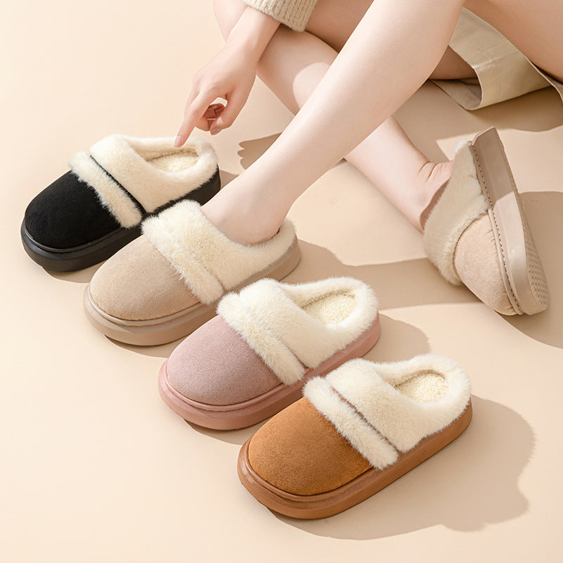 Women’s Warm Cotton Slippers – Thick Non-Slip Velvet House Shoes for Winter