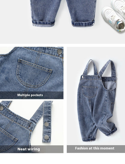 Trendy Baby Boys' Denim Suspenders: Cute Spring Korean Style