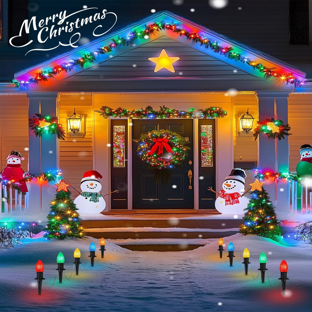 Christmas Solar C9 Strawberry Lights – 20PCS Outdoor Floor Plug LED String Lights for Holiday & Garden Decoration