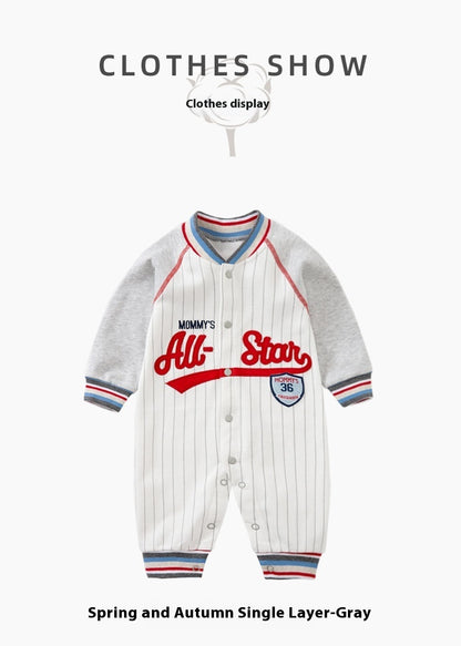 Adorable Baby Jumpsuits: Long Sleeve Baseball Uniform Pure Cotton Rompers