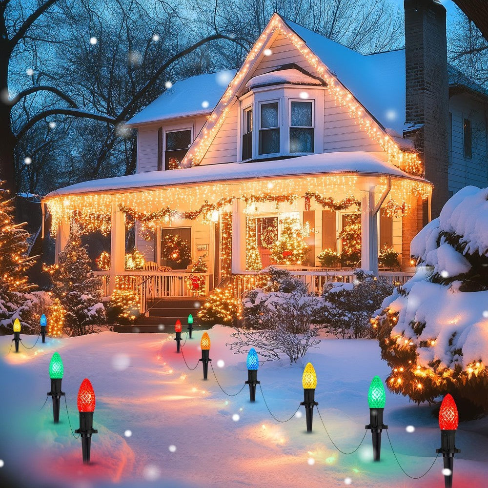 Christmas Solar C9 Strawberry Lights – 20PCS Outdoor Floor Plug LED String Lights for Holiday & Garden Decoration