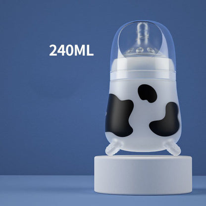 Cow Printed Silicone Baby Bottle - BPA-Free and Leak-Proof Design