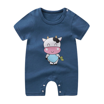 Adorable Cartoon Printed Baby Cotton Pullover Romper - Soft and Comfy