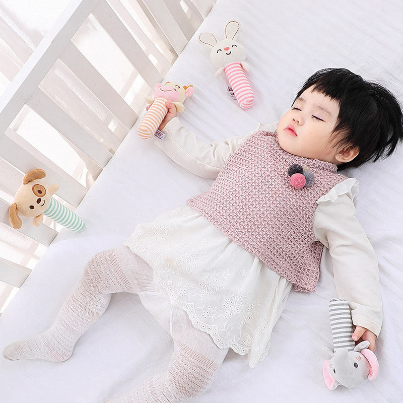 Adorable Baby Stick Animal Hand-Held Rattle Comfort Toy - Soothing and Fun
