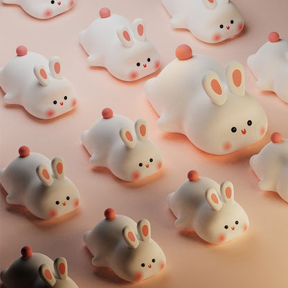 Adorable LED Touch Sensor Night Light - Big Face Rabbit Silicone Lamp for Kids' Room, Christmas Gift, and Home Decor