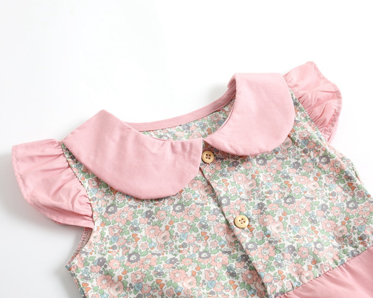 Adorable Baby Ruffled Short Sleeve Floral Printed Rompers