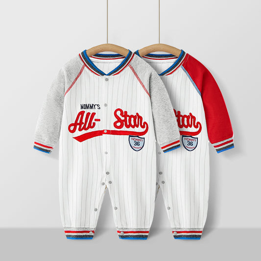 Adorable Baby Jumpsuits: Long Sleeve Baseball Uniform Pure Cotton Rompers