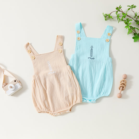 Irresistibly Cute: Infant Toddler Letter Candle Print Sleeveless Backless Romper!