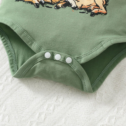Infant Summer Horse Print Short Sleeve Romper
