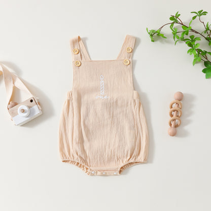Irresistibly Cute: Infant Toddler Letter Candle Print Sleeveless Backless Romper!