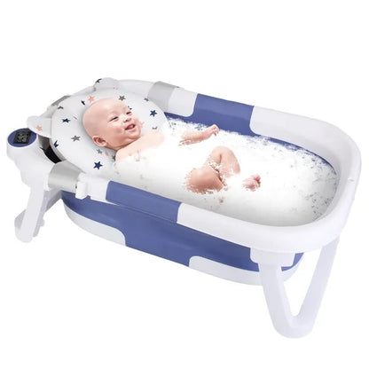 Baby Bath Tub with Thermometer – Collapsible Travel-Friendly Bathtub for 0-24 Months