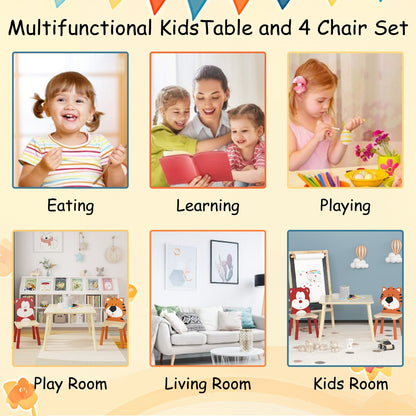 3-Piece Kids Wooden Table & Chair Set – Toddler Activity Play Furniture