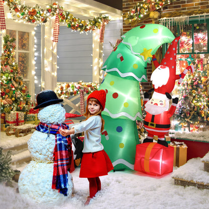6FT Christmas Inflatable with 8 LED Lights – Santa, Elf & Penguin Yard Decoration for Holiday Display