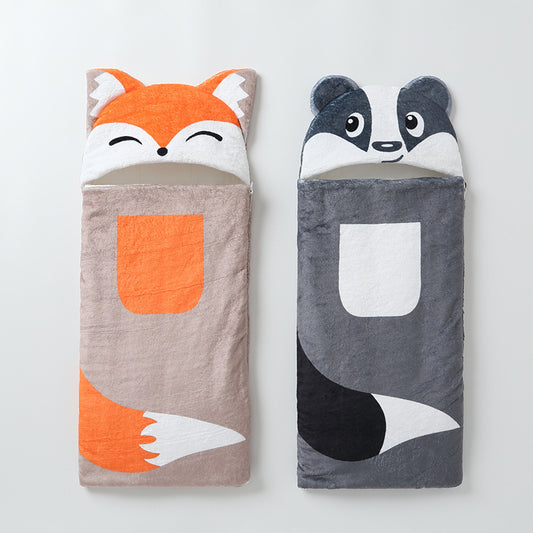Autumn & Winter Coral Fleece Cartoon Swaddling Newborn Quilted Baby Blanket