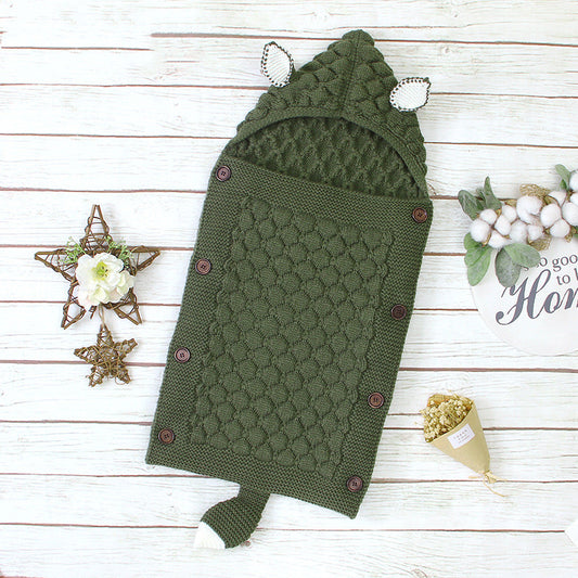 Cozy Knitted Fox Baby Swaddling Blanket: Soft Infant Wrap for Newborns