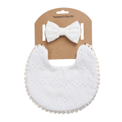 Adorable Solid Color Children's Double Sided Bib and Headband Set