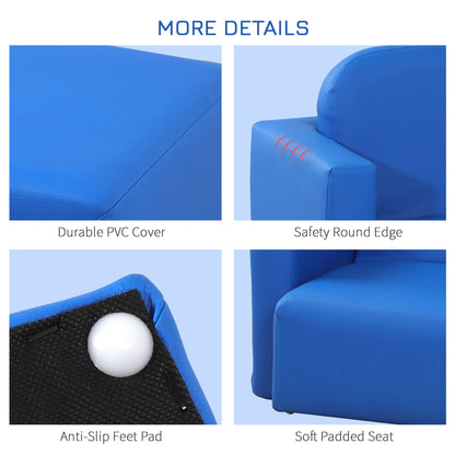 Blue 2-in-1 Kids Sofa And Table Chair Set Convertible Toddler Lounge Multifunctional Armrest Chair For Play