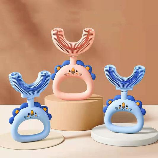 Fun and Functional: Animal Design Children's U-shaped Silicone Toothbrush
