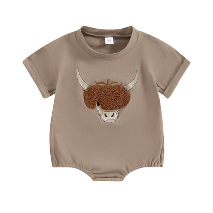 Adorable Children's Cow Element Embroidered Romper | Cute Infant Outfit