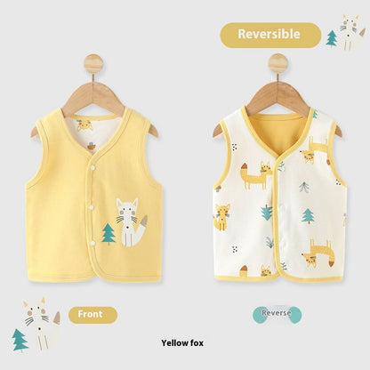 Pure Cotton Baby Reversible Vest for Spring, Summer, and Autumn - Newborn Wear
