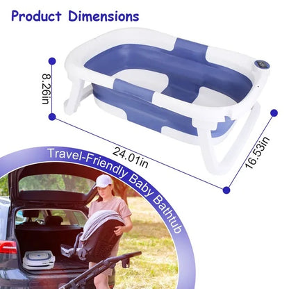 Baby Bath Tub with Thermometer – Collapsible Travel-Friendly Bathtub for 0-24 Months