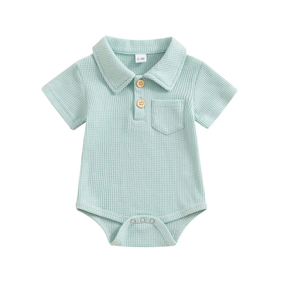 Stylish Baby Collared Waffle Jumpsuit - Fashionable Infant Casual Wear