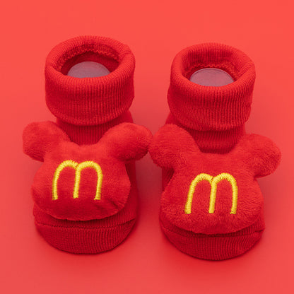 Comfortable Newborn Baby Room Socks with Double Needle Design for Non-Slip, Roomy Fit
