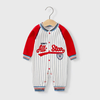 Adorable Baby Jumpsuits: Long Sleeve Baseball Uniform Pure Cotton Rompers