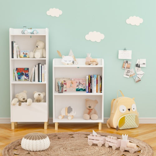 Kids 3-Tier Wooden Bookcase – Multi-Purpose Storage Shelf with Safety Features