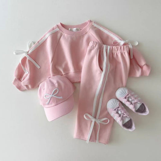 All-Matching Western Style Baby Bowknot Patchwork Sweater Suit
