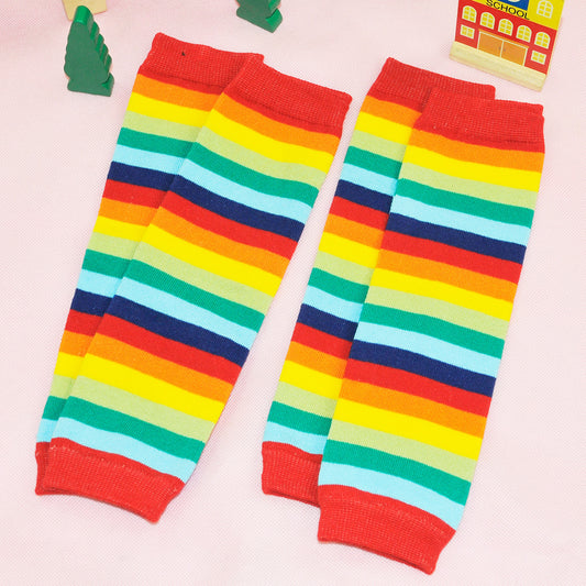 Colorful & Comfortable All-Season Cotton Rainbow Striped Infant Leg Sleeves