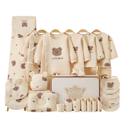 Cute Bear Printed Newborn Baby Pure Cotton Clothing Gift Set
