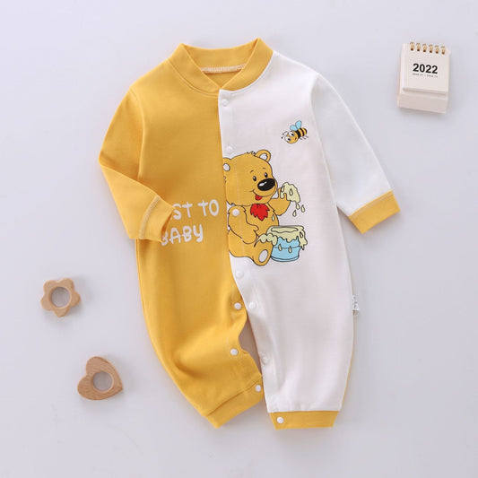 Unisex Long Sleeve Cotton Cartoon Printed Casual Climbing Suit for Babies