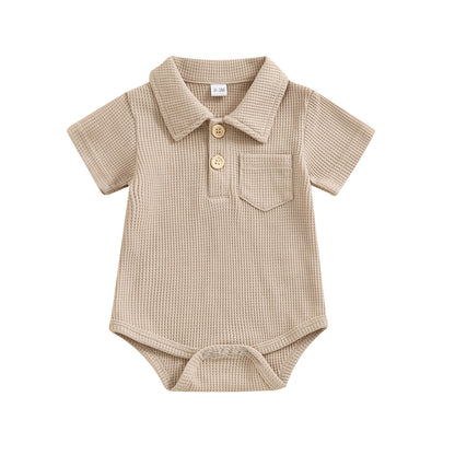 Stylish Baby Collared Waffle Jumpsuit - Fashionable Infant Casual Wear